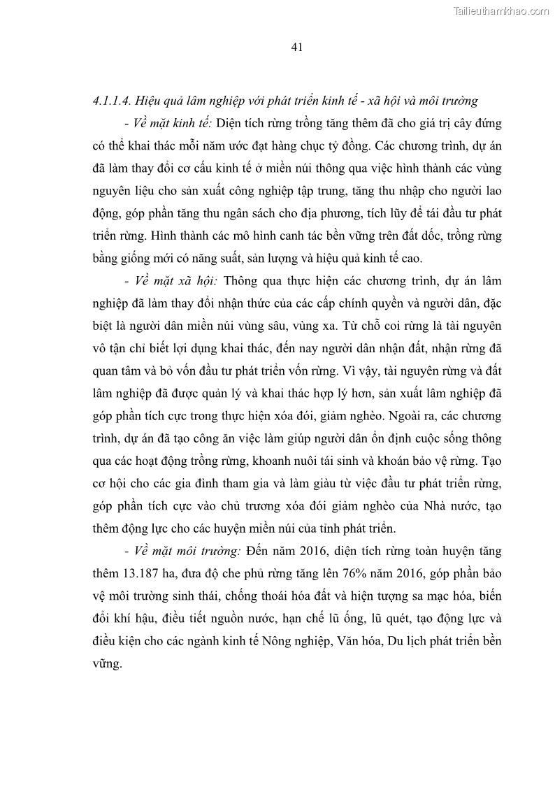 Luận văn thạc sĩ khoa học lâm nghiệp Đánh giá hiệu quả Chính sách chi trả dịch vụ môi trường rừng đến công tác quản lý bảo vệ rừng, cải thiện đời sống người dân Lưu vực Nhà máy thủy điện Cửa Đạt trên địa bàn tỉnh Thanh Hóa, giai đoạn từ 2012- 2016 - 5 Trang 49