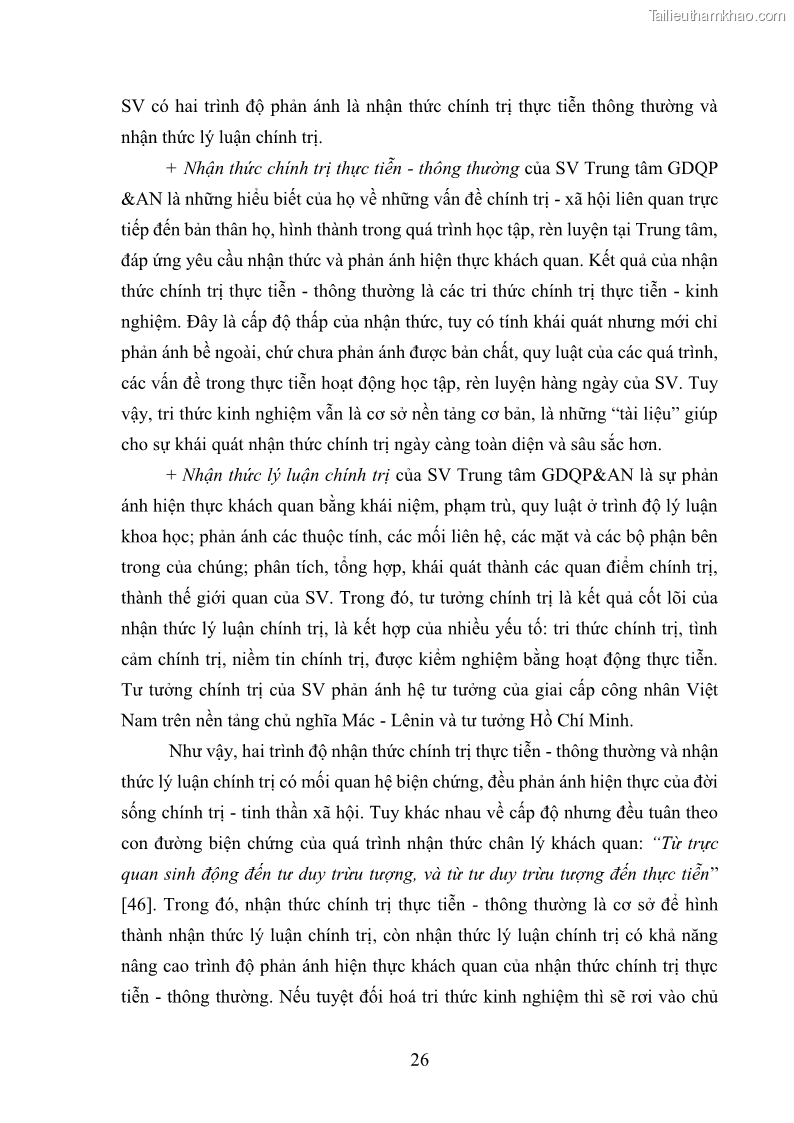 Luận văn thạc sĩ khoa học giáo dục Giáo dục phẩm chất chính trị cho sinh viên Trung tâm Giáo dục Quốc phòng và An ninh - Đại học Thái Nguyên - 4 Trang 37