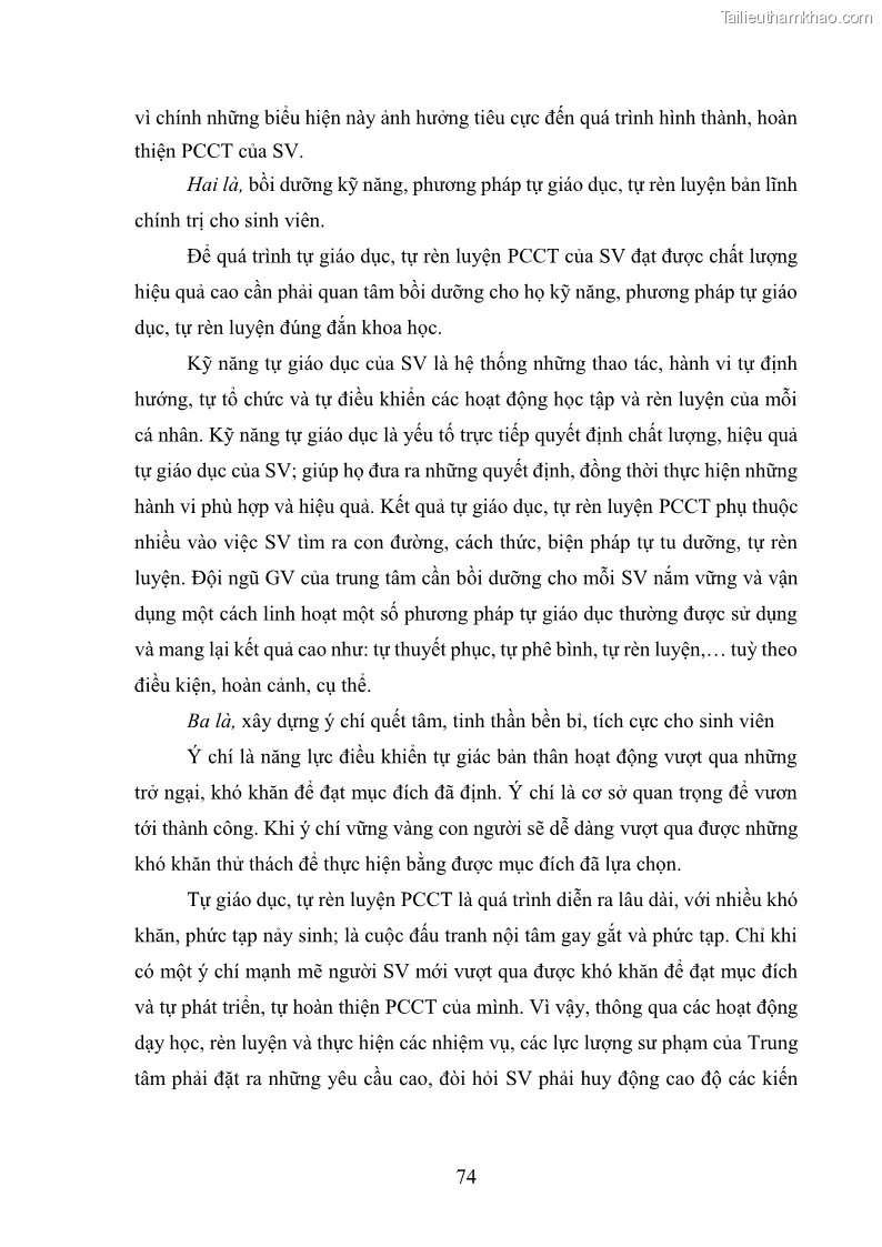 Luận văn thạc sĩ khoa học giáo dục Giáo dục phẩm chất chính trị cho sinh viên Trung tâm Giáo dục Quốc phòng và An ninh - Đại học Thái Nguyên - 8 Trang 85