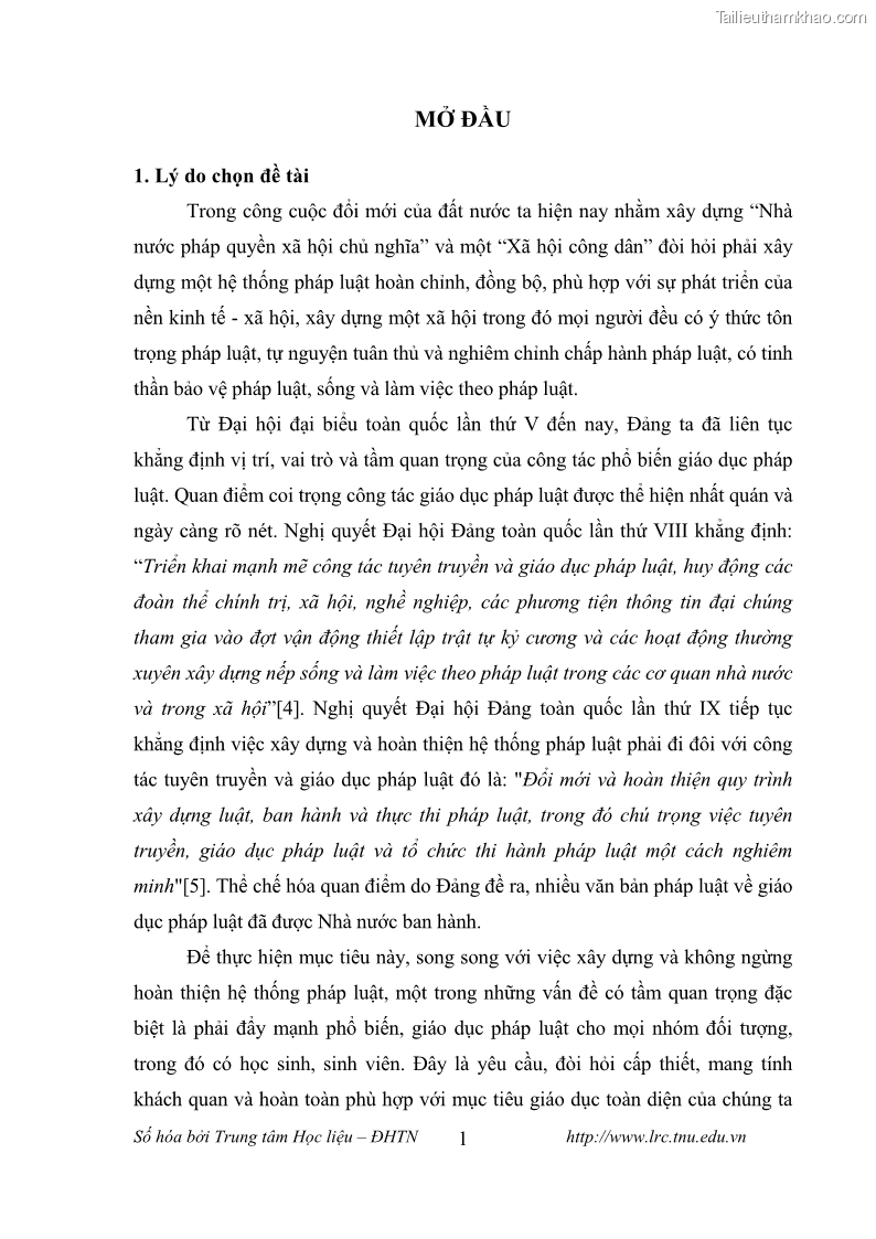 Luận văn thạc sĩ khoa học giáo dục Giáo dục pháp luật cho học sinh các Trung tâm giáo dục thường xuyên, Tỉnh Thái Nguyên - 1 Trang 12