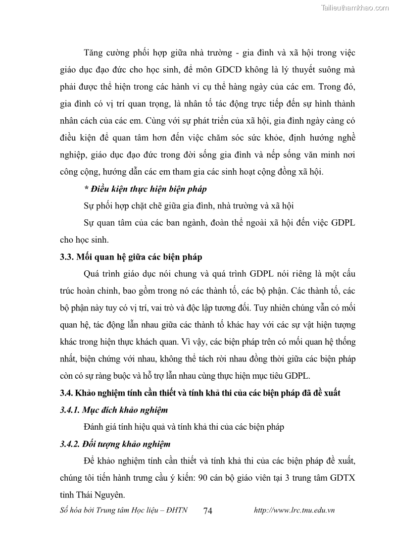 Luận văn thạc sĩ khoa học giáo dục Giáo dục pháp luật cho học sinh các Trung tâm giáo dục thường xuyên, Tỉnh Thái Nguyên - 8 Trang 85