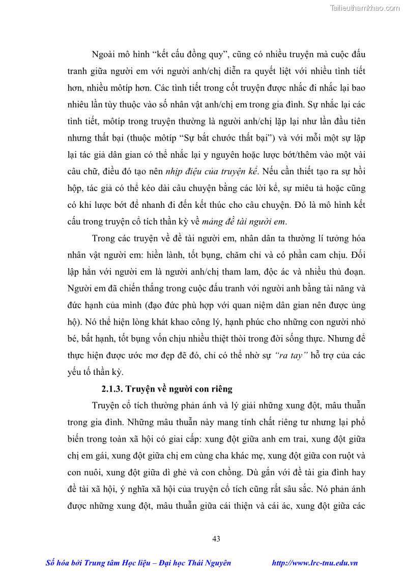 Luận văn thạc sĩ khoa học ngữ văn Khảo sát truyện cổ tích thần kỳ của dân tộc Mông lưu hành ở Yên Bái - 5 Trang 49