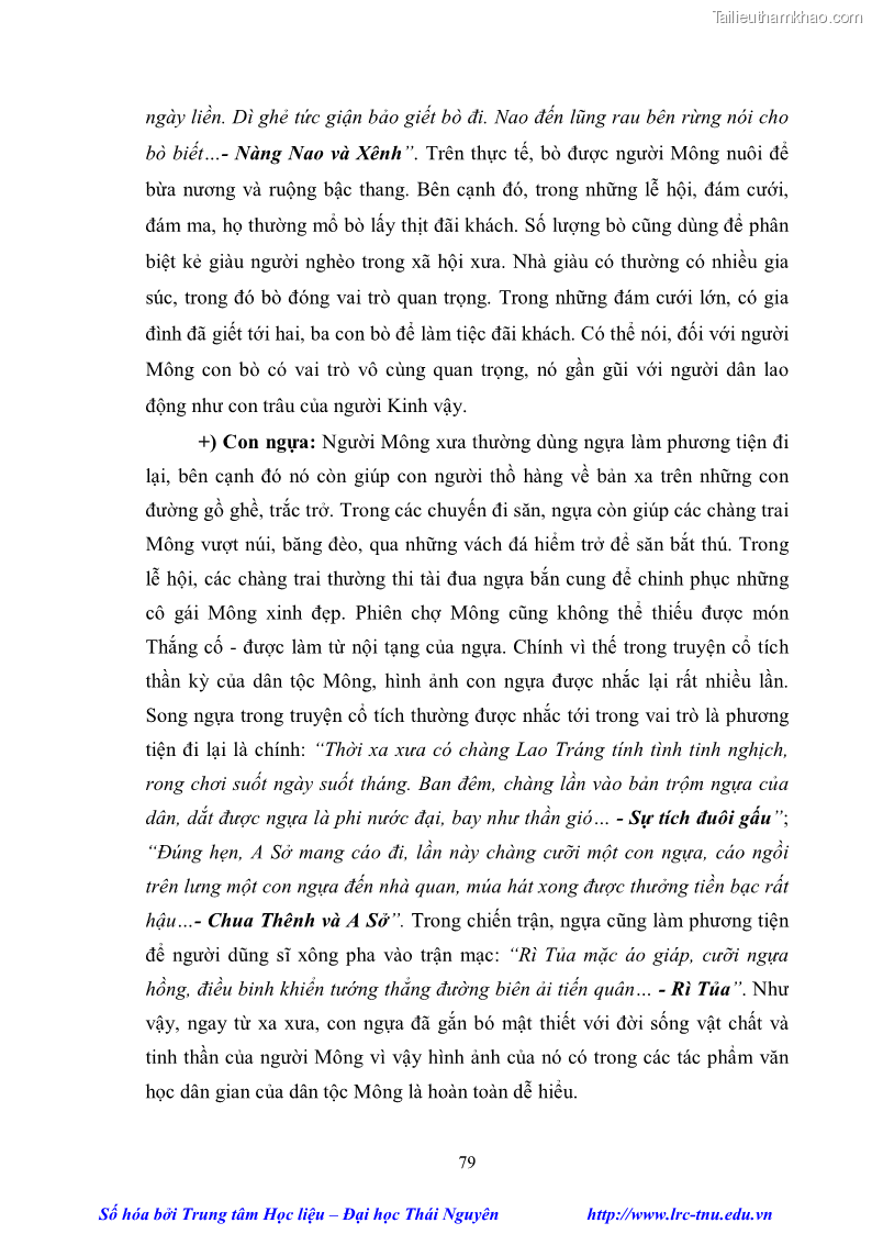 Luận văn thạc sĩ khoa học ngữ văn Khảo sát truyện cổ tích thần kỳ của dân tộc Mông lưu hành ở Yên Bái - 8 Trang 85