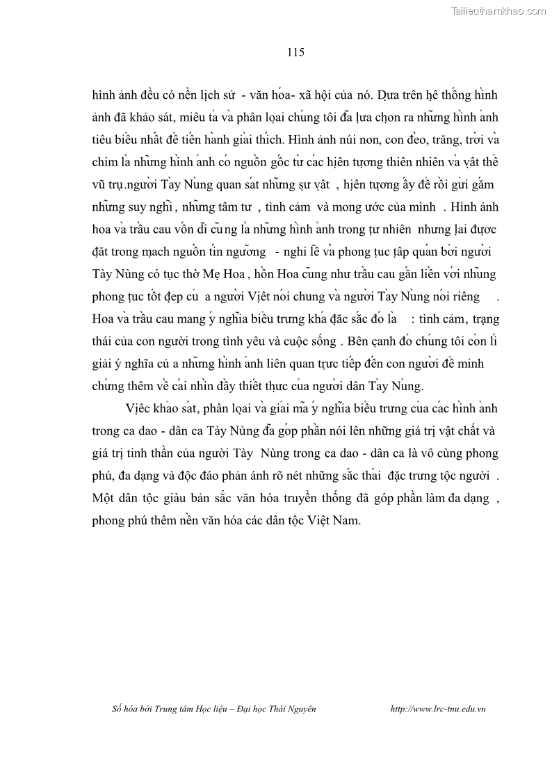 Luận văn thạc sĩ khoa học ngữ văn Khảo sát ý nghĩa hình ảnh trong ca dao - dân ca Tày - Nùng - 11 Trang 121