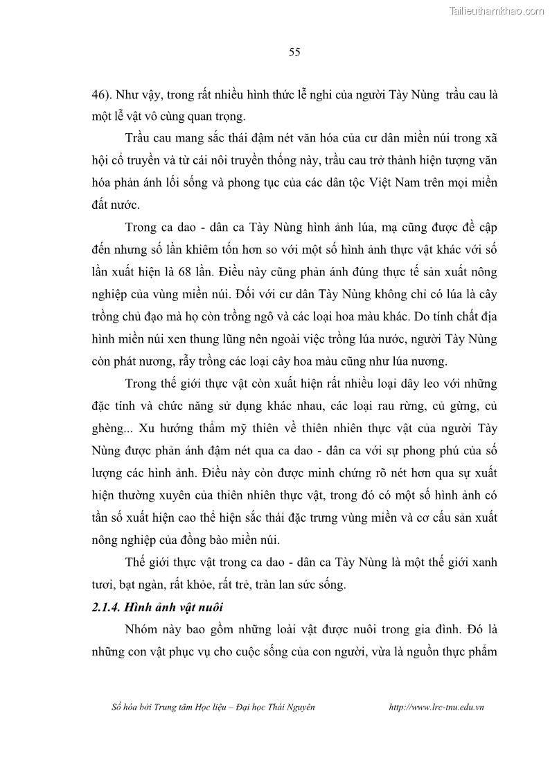 Luận văn thạc sĩ khoa học ngữ văn Khảo sát ý nghĩa hình ảnh trong ca dao - dân ca Tày - Nùng - 6 Trang 61