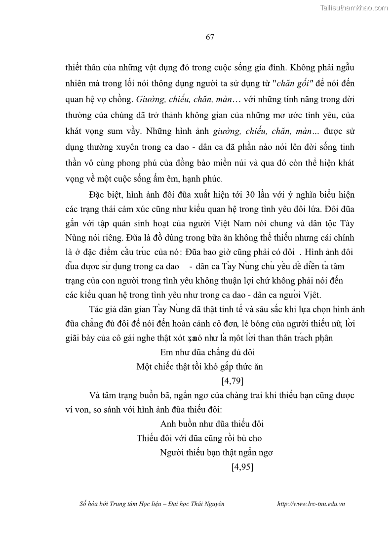 Luận văn thạc sĩ khoa học ngữ văn Khảo sát ý nghĩa hình ảnh trong ca dao - dân ca Tày - Nùng - 7 Trang 73