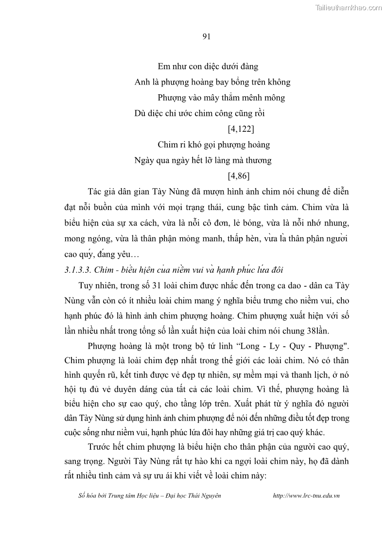 Luận văn thạc sĩ khoa học ngữ văn Khảo sát ý nghĩa hình ảnh trong ca dao - dân ca Tày - Nùng - 9 Trang 97