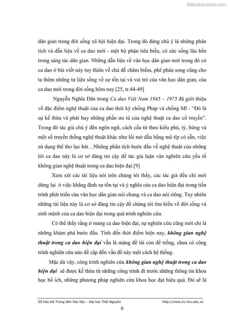 Luận văn thạc sĩ khoa học ngữ văn Không gian nghệ thuật trong ca dao hiện đại - 1 Trang 10