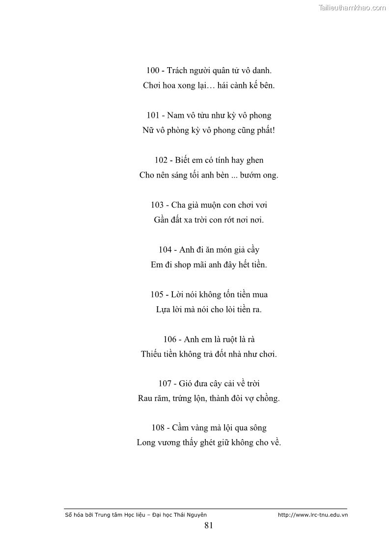 Luận văn thạc sĩ khoa học ngữ văn Không gian nghệ thuật trong ca dao hiện đại - 8 Trang 85