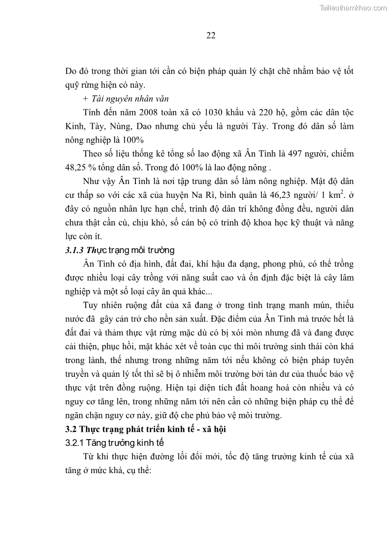 Luận văn thạc sĩ khoa học lâm nghiệp Nghiên cứu cơ sở khoa học và thực tiễn cho quy họach bảo vệ và phát triển rừng tại xã Ân Tình huyện Na Rì tỉnh Bắc Kạn - 3 Trang 25