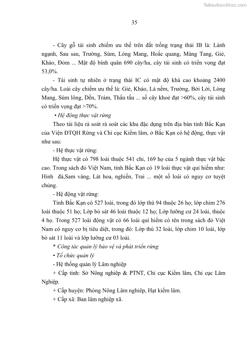 Luận văn thạc sĩ khoa học lâm nghiệp Nghiên cứu cơ sở khoa học và thực tiễn cho quy họach bảo vệ và phát triển rừng tại xã Ân Tình huyện Na Rì tỉnh Bắc Kạn - 4 Trang 37