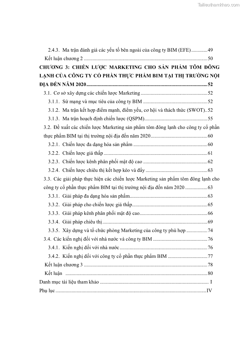 Luận văn thạc sĩ kinh tế Chiến lược Marketing cho sản phẩm tôm đông lạnh của công ty cổ phần thực phẩm BIM tại thị trường nội địa đến năm 2020 - 1 Trang 10
