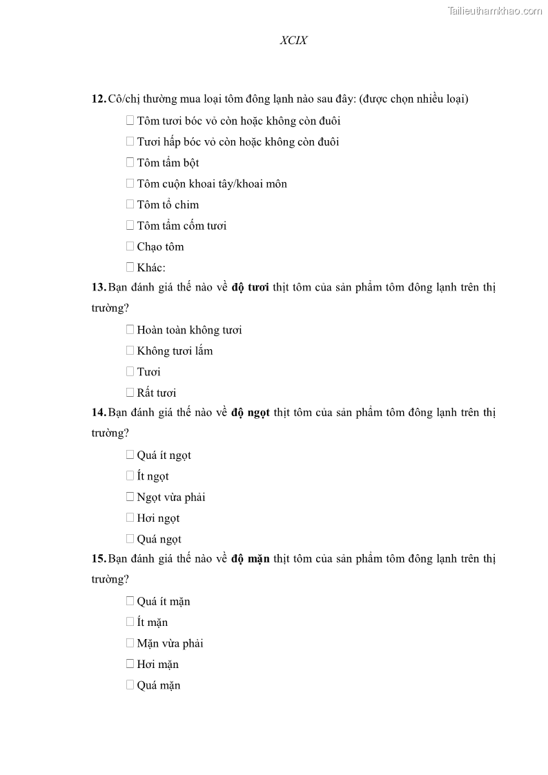 Luận văn thạc sĩ kinh tế Chiến lược Marketing cho sản phẩm tôm đông lạnh của công ty cổ phần thực phẩm BIM tại thị trường nội địa đến năm 2020 - 10 Trang 109