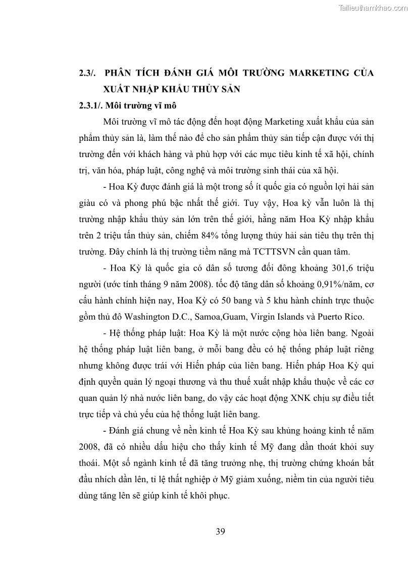 Luận văn thạc sĩ kinh tế Chiến lược Marketing xuất khẩu thủy sản của tổng Công ty thủy sản Việt Nam vào thị trường Hoa Kỳ giai đoạn 2010-2015 - 5 Trang 49