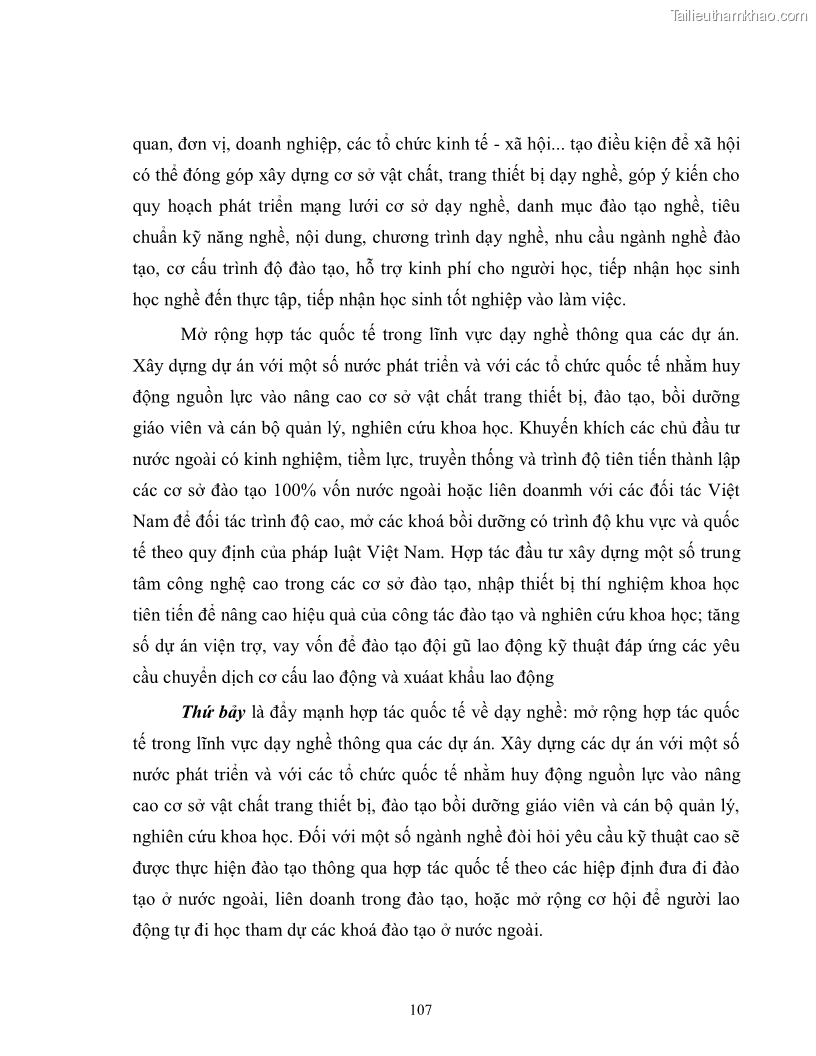 Luận văn thạc sĩ kinh tế Đào tạo công nhân kỹ thuật theo yêu cầu công nghiệp hoá - hiện đại hoá - 10 Trang 109