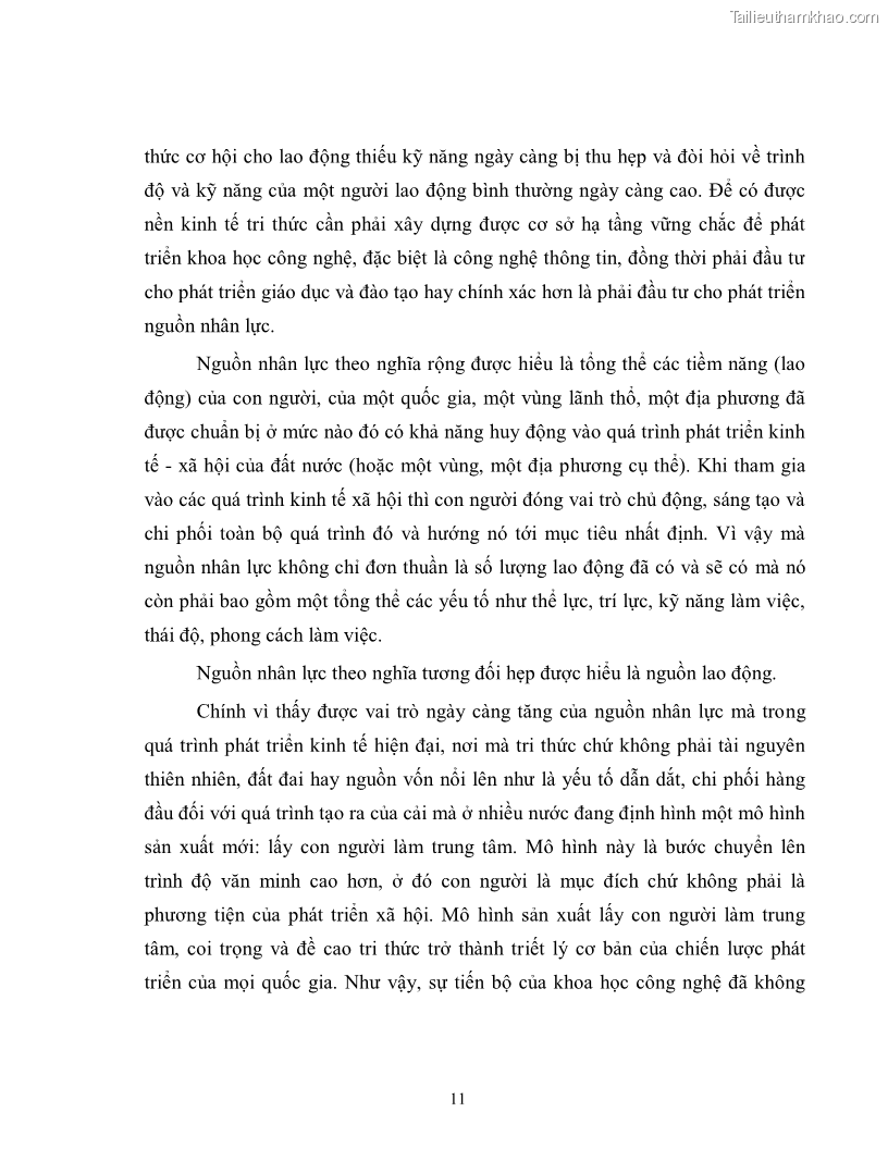Luận văn thạc sĩ kinh tế Đào tạo công nhân kỹ thuật theo yêu cầu công nghiệp hoá - hiện đại hoá - 2 Trang 13