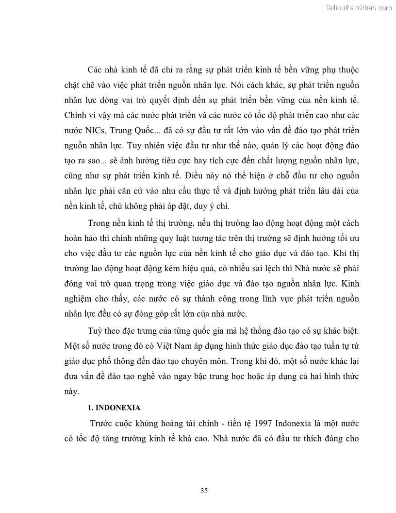 Luận văn thạc sĩ kinh tế Đào tạo công nhân kỹ thuật theo yêu cầu công nghiệp hoá - hiện đại hoá - 4 Trang 37