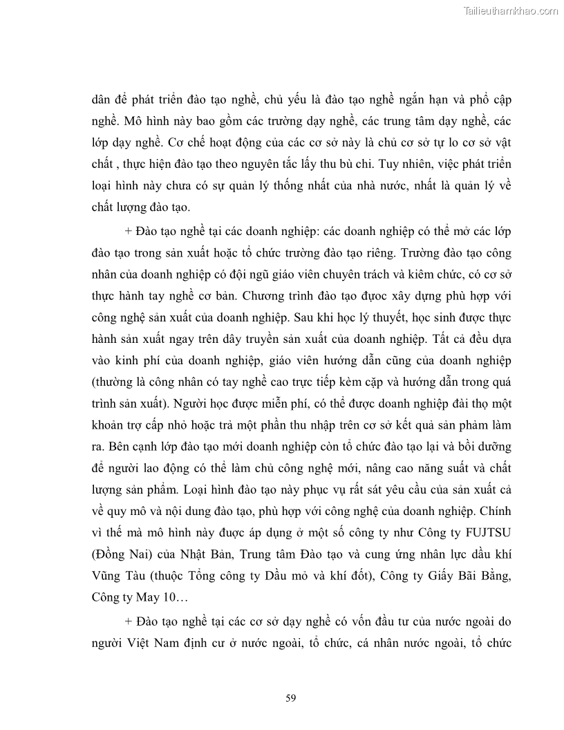 Luận văn thạc sĩ kinh tế Đào tạo công nhân kỹ thuật theo yêu cầu công nghiệp hoá - hiện đại hoá - 6 Trang 61