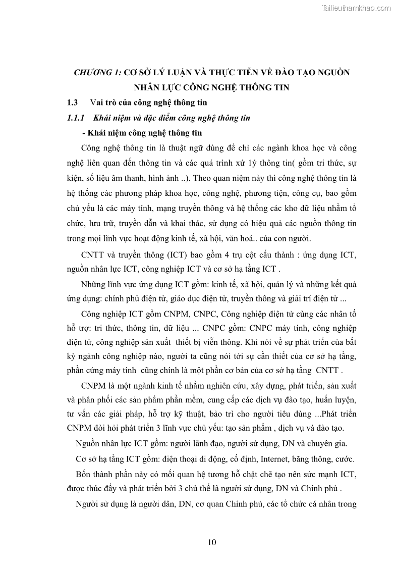 Luận văn thạc sĩ kinh tế Đào tạo nguồn nhân lực công nghệ thông tin ở Việt Nam - 1 Trang 10