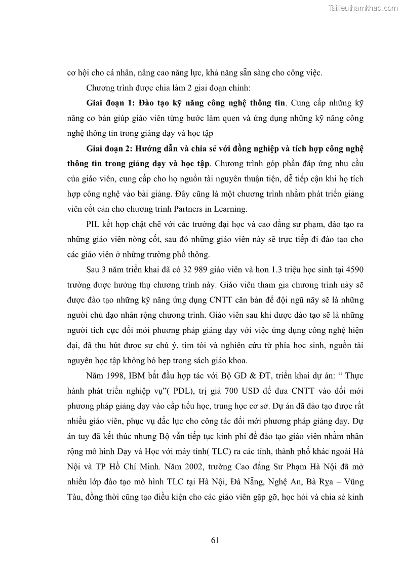 Luận văn thạc sĩ kinh tế Đào tạo nguồn nhân lực công nghệ thông tin ở Việt Nam - 6 Trang 61