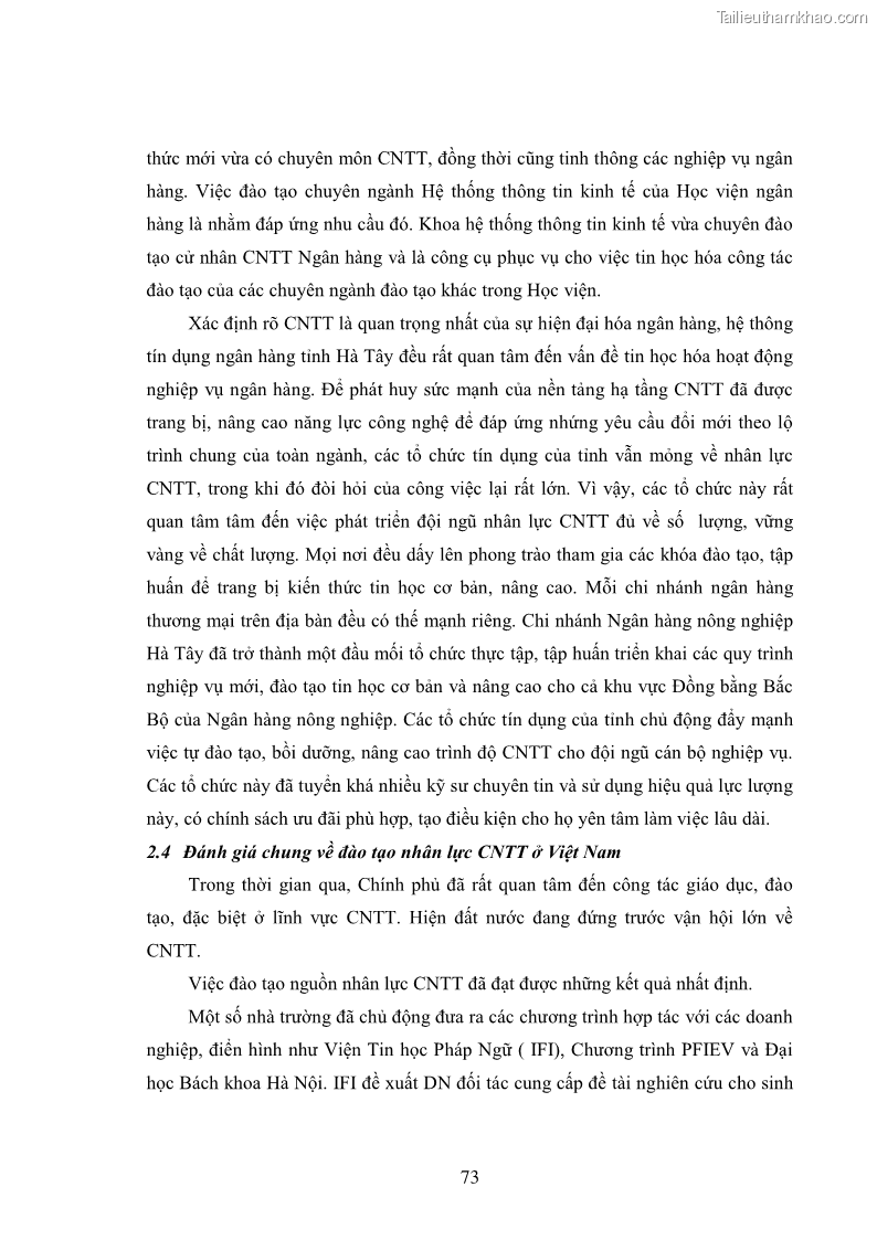 Luận văn thạc sĩ kinh tế Đào tạo nguồn nhân lực công nghệ thông tin ở Việt Nam - 7 Trang 73