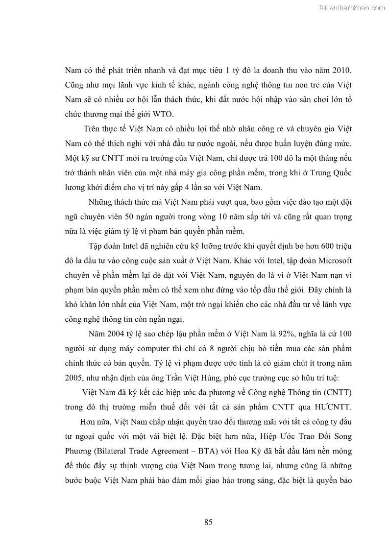 Luận văn thạc sĩ kinh tế Đào tạo nguồn nhân lực công nghệ thông tin ở Việt Nam - 8 Trang 85