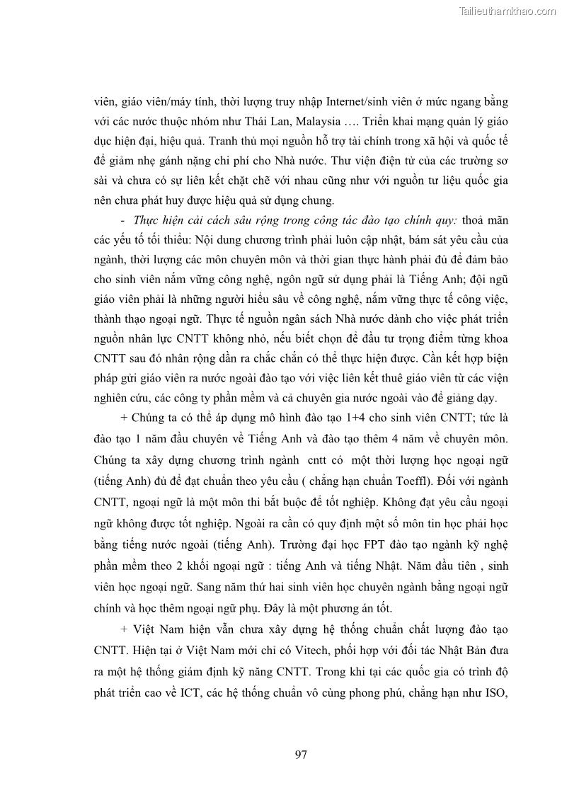 Luận văn thạc sĩ kinh tế Đào tạo nguồn nhân lực công nghệ thông tin ở Việt Nam - 9 Trang 97