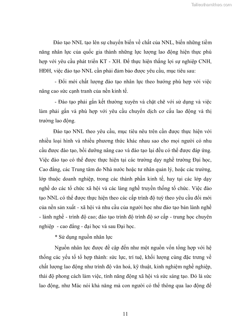 Luận văn thạc sĩ kinh tế Đào tạo và sử dụng nguồn nhân lực trong quá trình công nghiệp hoá, hiện đại hoá ở Hà Tây - 2 Trang 13