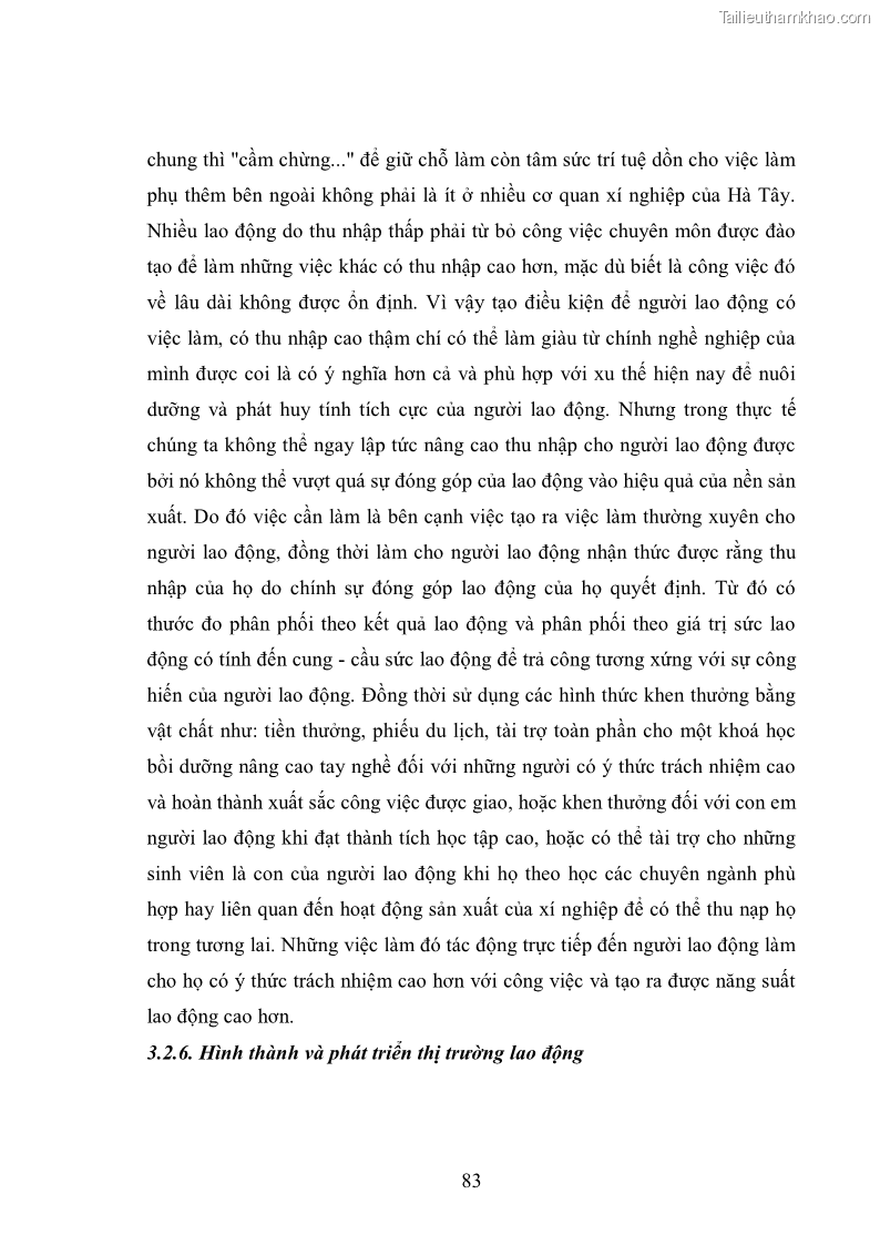Luận văn thạc sĩ kinh tế Đào tạo và sử dụng nguồn nhân lực trong quá trình công nghiệp hoá, hiện đại hoá ở Hà Tây - 8 Trang 85