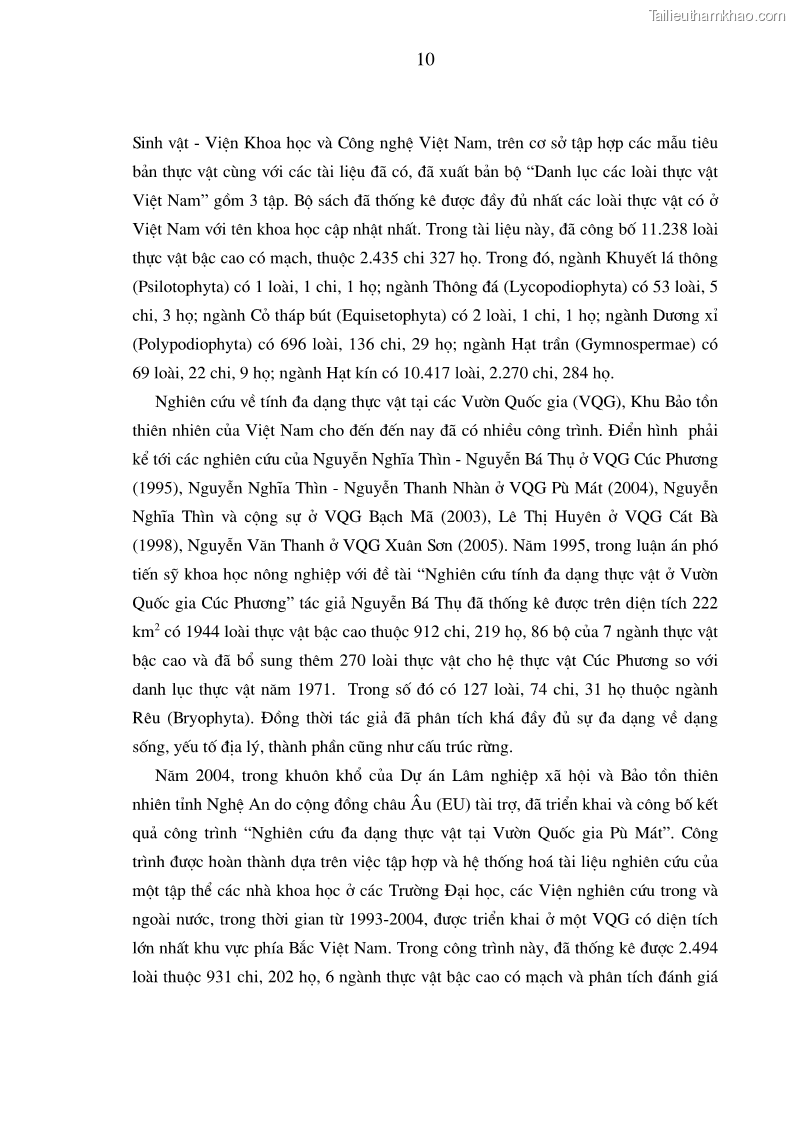 Luận văn thạc sĩ khoa học lâm nghiệp Đánh giá tính đa dạng thực vật ở rừng đặc dụng Yên Tử - Quảng Ninh - 1 Trang 11