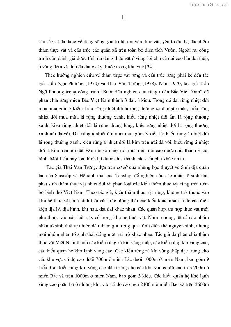 Luận văn thạc sĩ khoa học lâm nghiệp Đánh giá tính đa dạng thực vật ở rừng đặc dụng Yên Tử - Quảng Ninh - 1 Trang 12