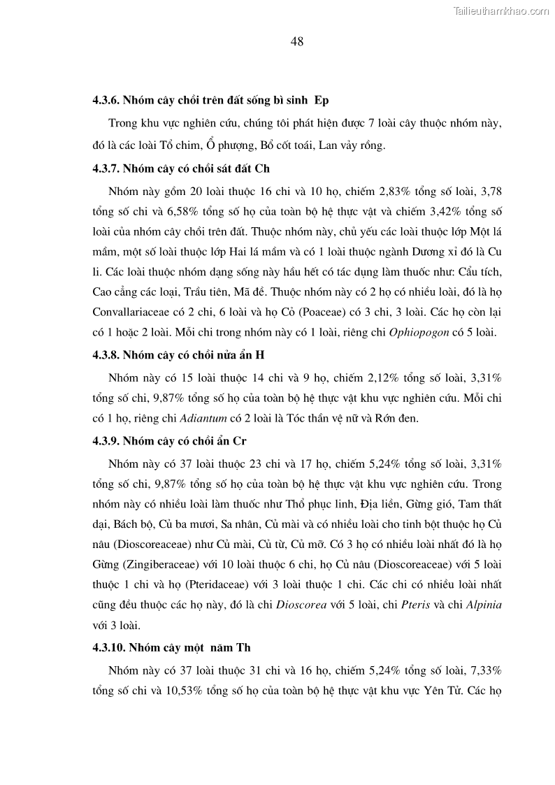 Luận văn thạc sĩ khoa học lâm nghiệp Đánh giá tính đa dạng thực vật ở rừng đặc dụng Yên Tử - Quảng Ninh - 5 Trang 49