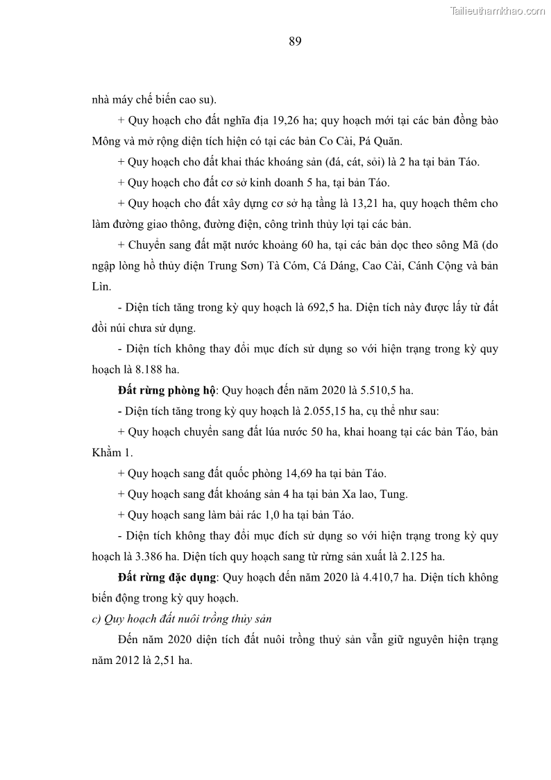 Luận văn thạc sĩ khoa học lâm nghiệp Nghiên cứu đề xuất quy hoạch sử dụng đất xã Trung Lý, huyện Mường Lát, tỉnh Thanh Hóa, giai đoạn 2013 - 2020 - 9 Trang 97