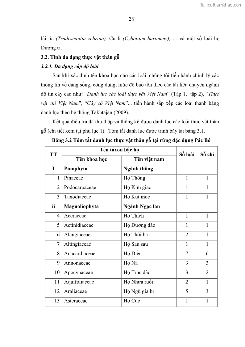 Luận văn thạc sĩ lâm học Nghiên cứu đa dạng thực vật thân gỗ khu vực rừng đặc dụng Pác Bó, huyện Hà Quảng, tỉnh Cao Bằng - 4 Trang 37