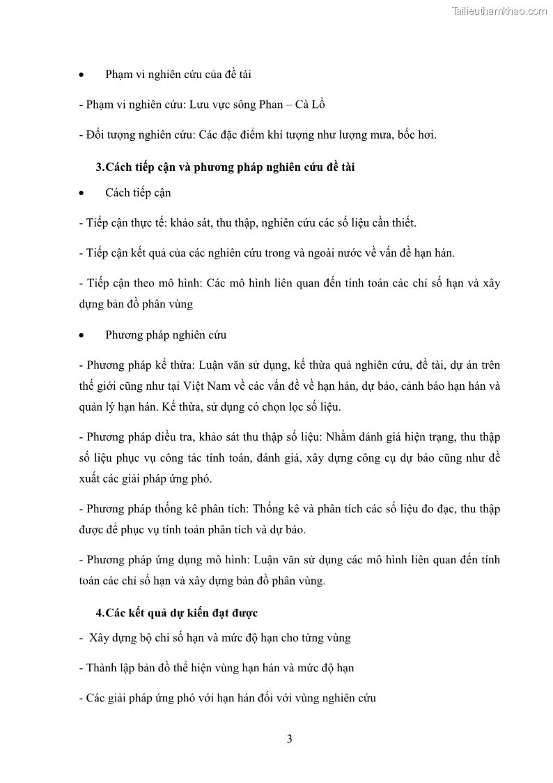 Luận văn thạc sĩ Nghiên cứu ứng dụng các chỉ số đánh giá tình trạng khô hạn trong đánh giá nguồn nước và giám sát tình hình thiếu hụt nguồn nước vùng sông Phan - Cà Lồ - 1 Trang 11