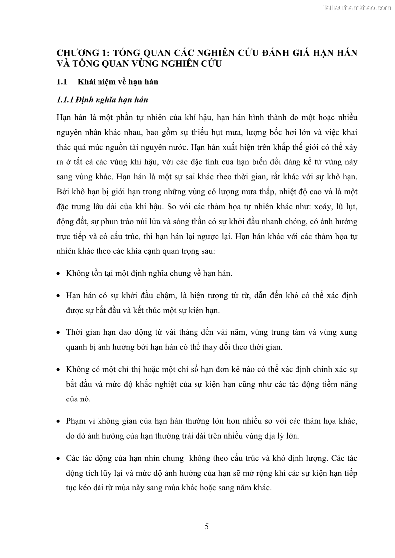 Luận văn thạc sĩ Nghiên cứu ứng dụng các chỉ số đánh giá tình trạng khô hạn trong đánh giá nguồn nước và giám sát tình hình thiếu hụt nguồn nước vùng sông Phan - Cà Lồ - 2 Trang 13