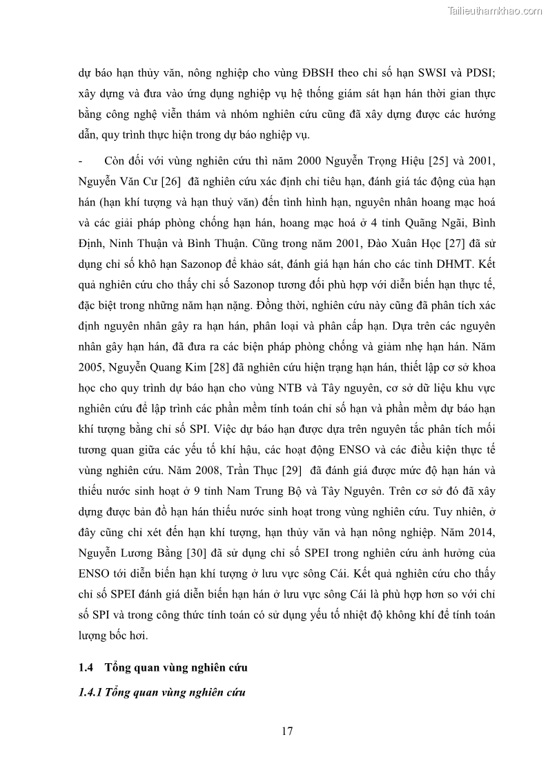 Luận văn thạc sĩ Nghiên cứu ứng dụng các chỉ số đánh giá tình trạng khô hạn trong đánh giá nguồn nước và giám sát tình hình thiếu hụt nguồn nước vùng sông Phan - Cà Lồ - 3 Trang 25