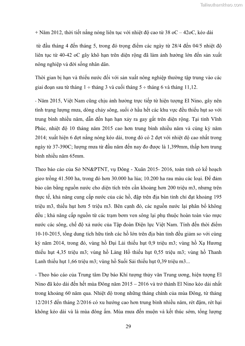 Luận văn thạc sĩ Nghiên cứu ứng dụng các chỉ số đánh giá tình trạng khô hạn trong đánh giá nguồn nước và giám sát tình hình thiếu hụt nguồn nước vùng sông Phan - Cà Lồ - 4 Trang 37