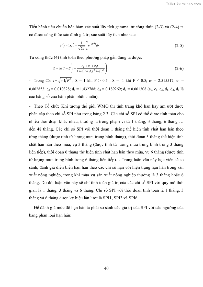 Luận văn thạc sĩ Nghiên cứu ứng dụng các chỉ số đánh giá tình trạng khô hạn trong đánh giá nguồn nước và giám sát tình hình thiếu hụt nguồn nước vùng sông Phan - Cà Lồ - 5 Trang 49