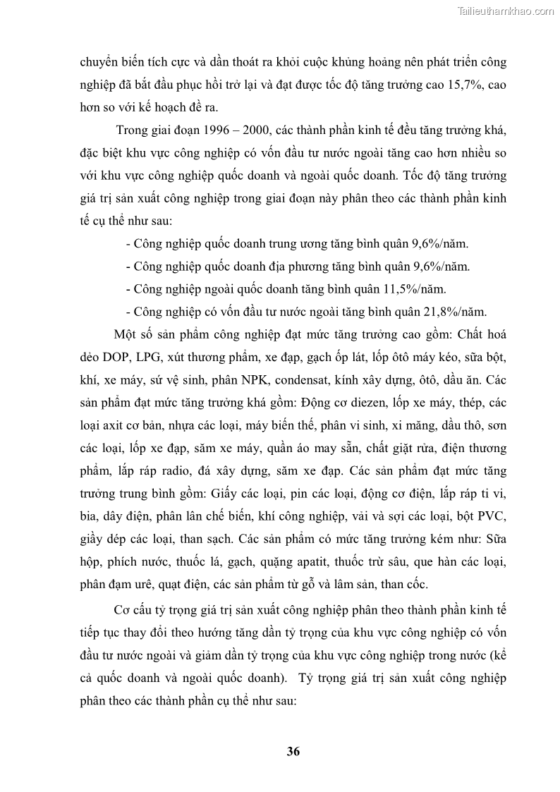Luận văn thạc sĩ kinh tế chính trị Chất lượng tăng trưởng ngành công nghiệp Việt Nam - 4 Trang 37