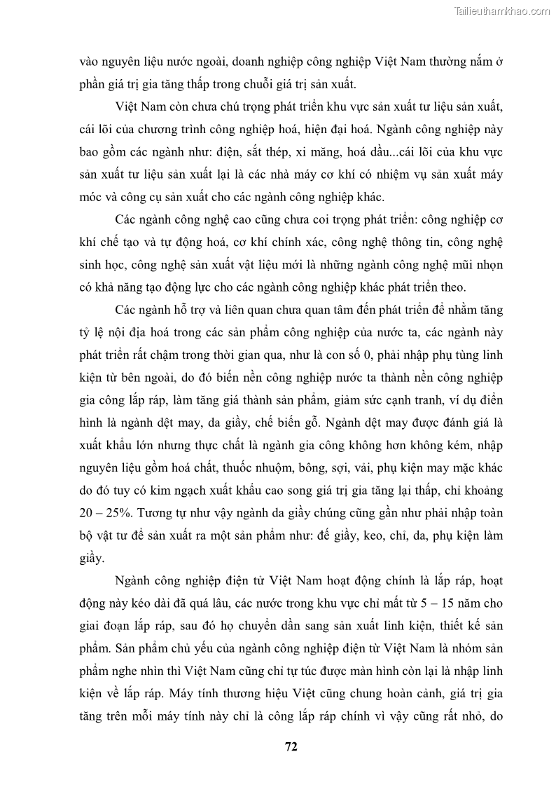 Luận văn thạc sĩ kinh tế chính trị Chất lượng tăng trưởng ngành công nghiệp Việt Nam - 7 Trang 73