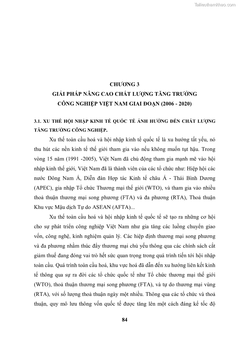 Luận văn thạc sĩ kinh tế chính trị Chất lượng tăng trưởng ngành công nghiệp Việt Nam - 8 Trang 85