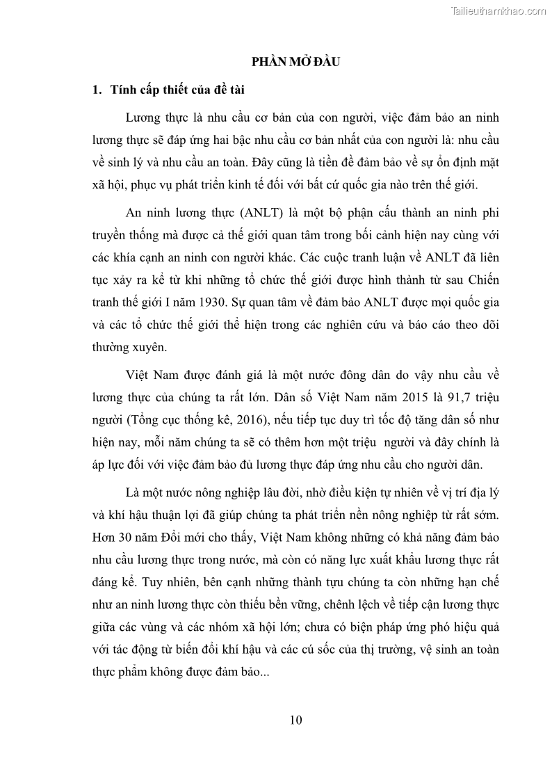 Luận văn thạc sĩ kinh tế chính trị Chính sách đảm bảo an ninh lương thực của Việt Nam - 1 Trang 12
