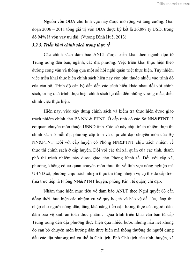 Luận văn thạc sĩ kinh tế chính trị Chính sách đảm bảo an ninh lương thực của Việt Nam - 7 Trang 73