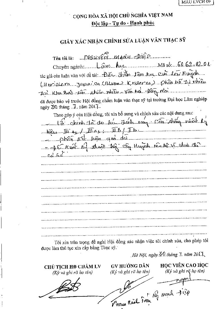 LỜI CẢM ƠN Luận văn được hoàn thành tại Trường Đại học Lâm nghiệp 1