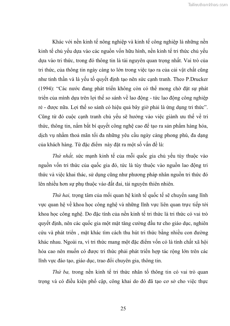 Luận văn thạc sĩ khoa học kinh tế Kinh tế tri thức và một số vấn đề đặt ra đối với Việt Nam - 3 Trang 25