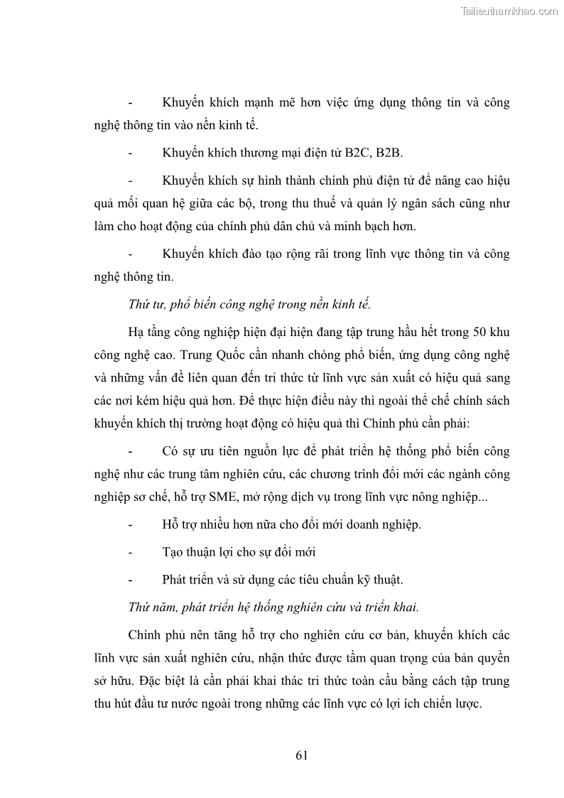 Luận văn thạc sĩ khoa học kinh tế Kinh tế tri thức và một số vấn đề đặt ra đối với Việt Nam - 6 Trang 61