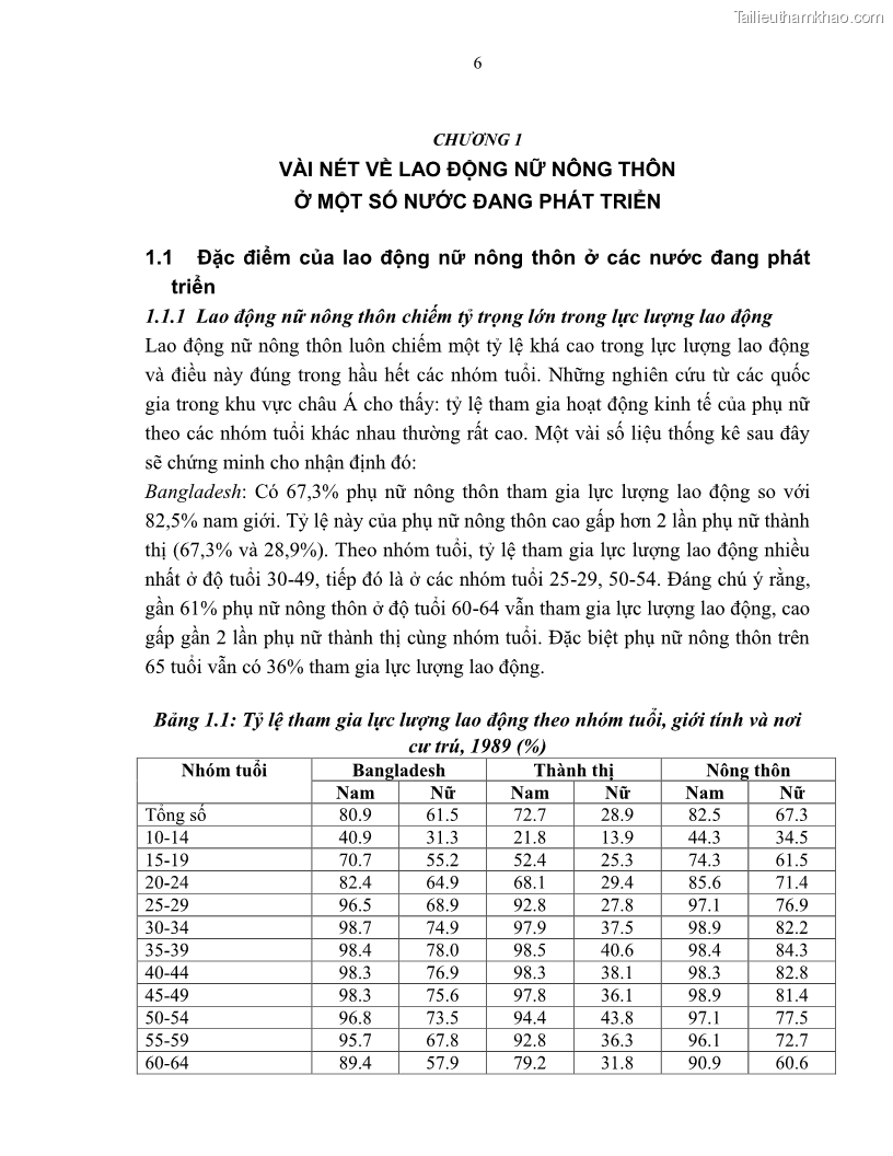 Luận văn thạc sĩ khoa học kinh tế Lao động nữ ở nông thôn Việt Nam - Thực trạng và giải pháp - 1 Trang 11