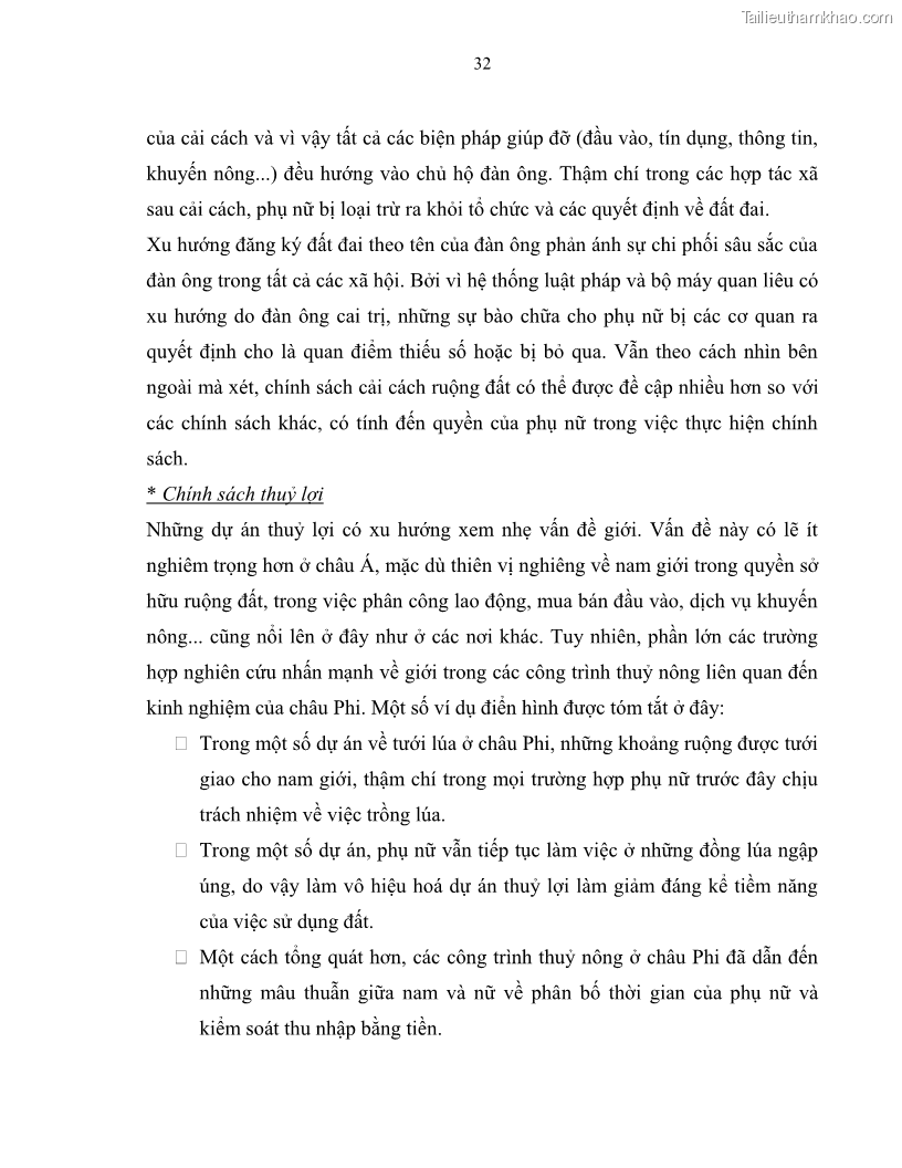 Luận văn thạc sĩ khoa học kinh tế Lao động nữ ở nông thôn Việt Nam - Thực trạng và giải pháp - 4 Trang 37