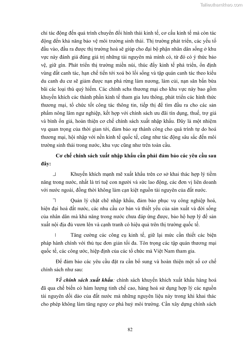 Luận văn thạc sĩ khoa học kinh tế Môi trường sinh thái trong quá trình hội nhập kinh tế quốc tế ở Việt Nam - 8 Trang 85